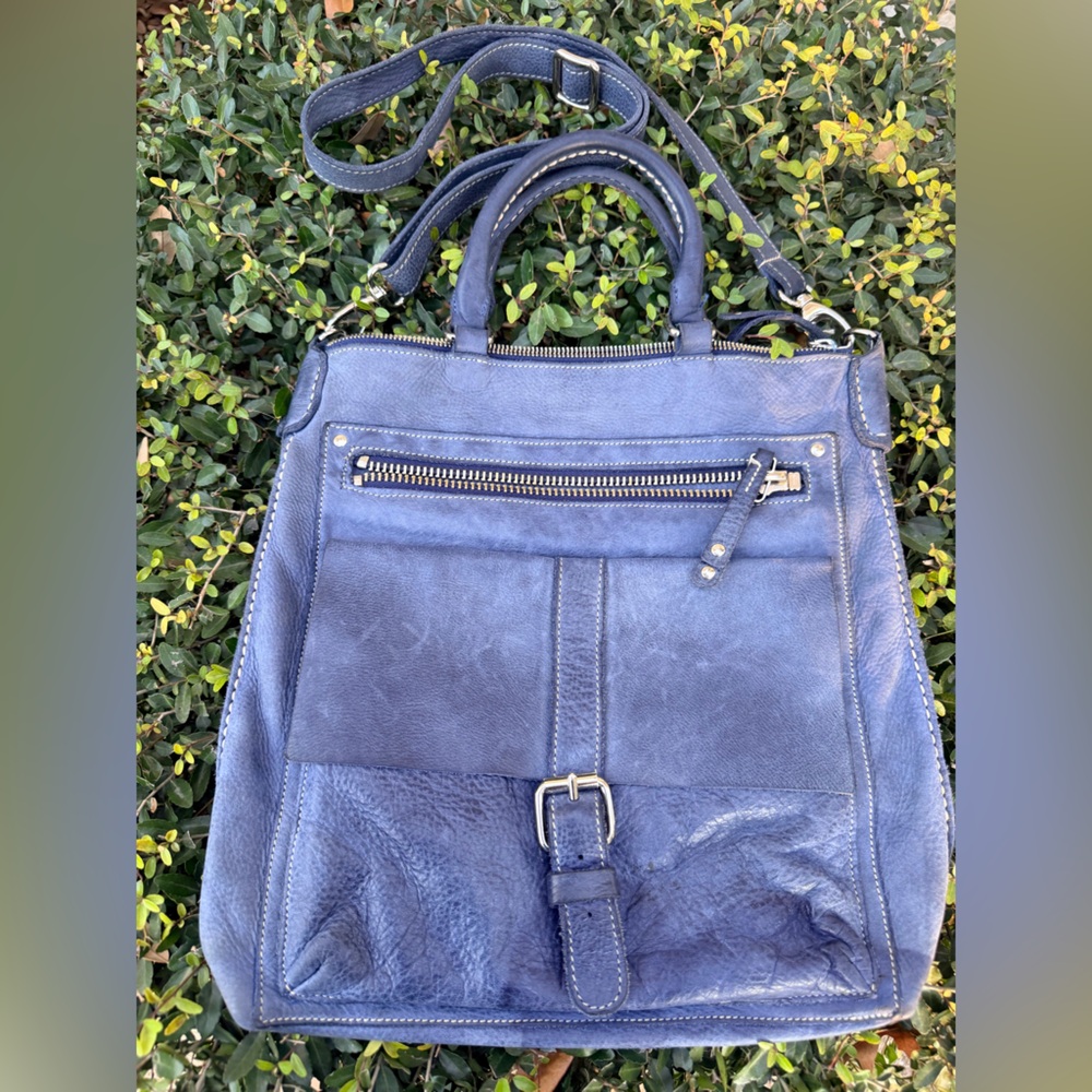 Roots Navy Leather Crossbody Bag